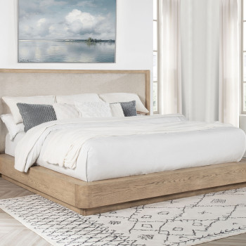 225041KE Kailani 49-inch Eastern King Wingback Bed Beige Oak