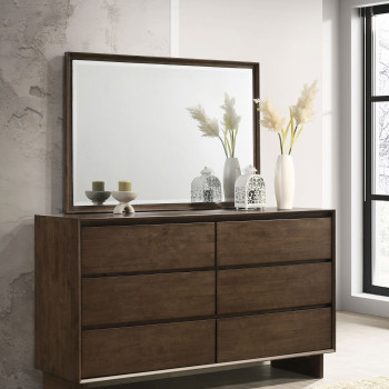 225013M Glenwood 6-drawer Dresser and Mirror Warm Brown