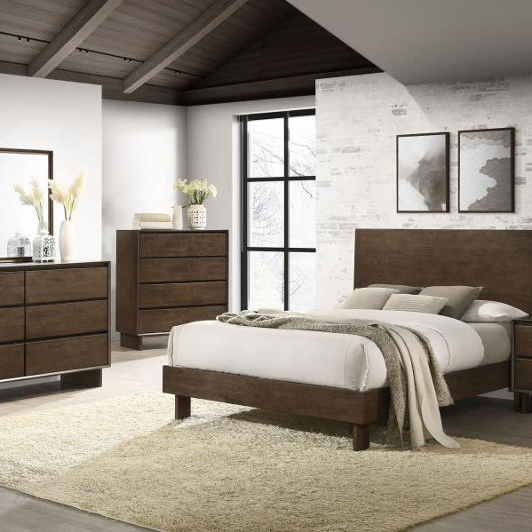 225011KE-S5 Glenwood 5-piece Eastern King Bedroom Set Warm Brown
