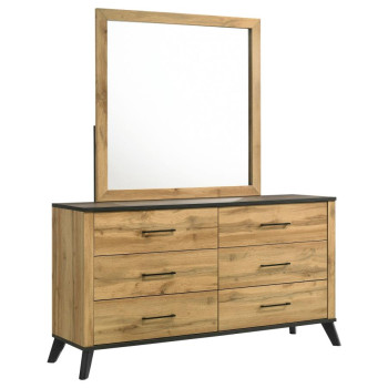 225003M Kaywood 6-drawer Dresser and Mirror Natural Pine
