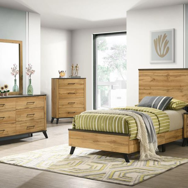 225001T-S5 Kaywood 5-piece Twin Bedroom Set Natural Pine