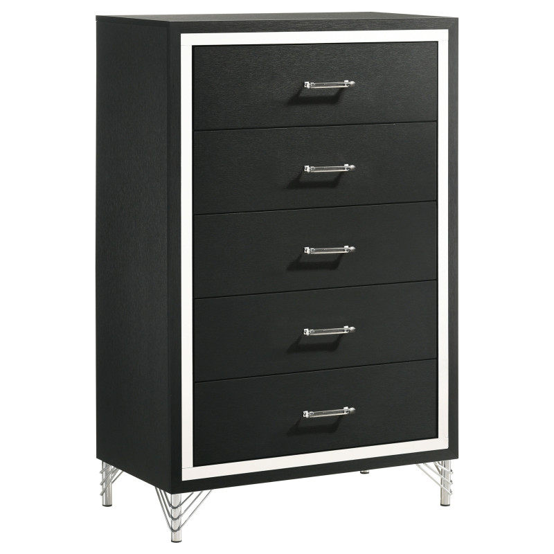 224995 Lucia 5-drawer Bedroom Chest of Drawers Black