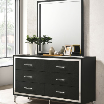 224993M Lucia 6-drawer Dresser and Mirror Black