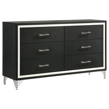 224993 Lucia 6-drawer Dresser Cabinet Black
