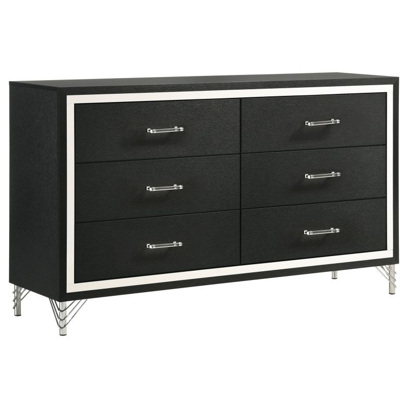 224993 Lucia 6-drawer Dresser Cabinet Black