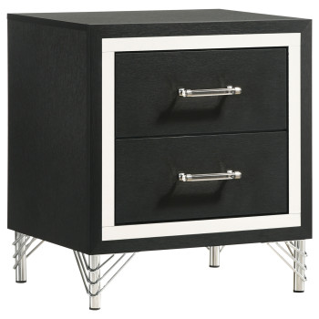 224992 Lucia 2-drawer Nightstand Bedside Table Black