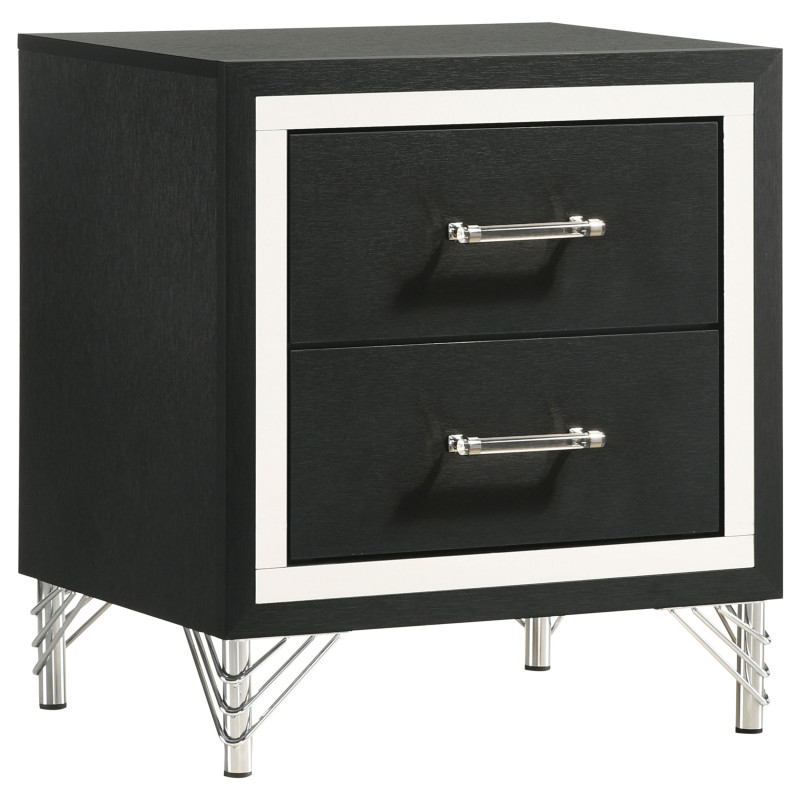 224992 Lucia 2-drawer Nightstand Bedside Table Black