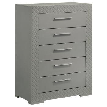 224975 Ives 5-drawer Bedroom Chest of Drawers Grey High Gloss