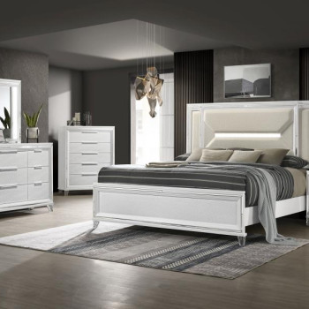 224961KE-S4 Marmore 4-piece Eastern King Bedroom Set White