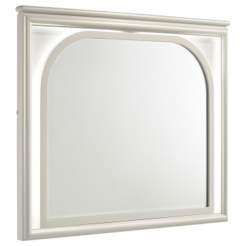 224954 Olivia LED Dresser Mirror Pearl White