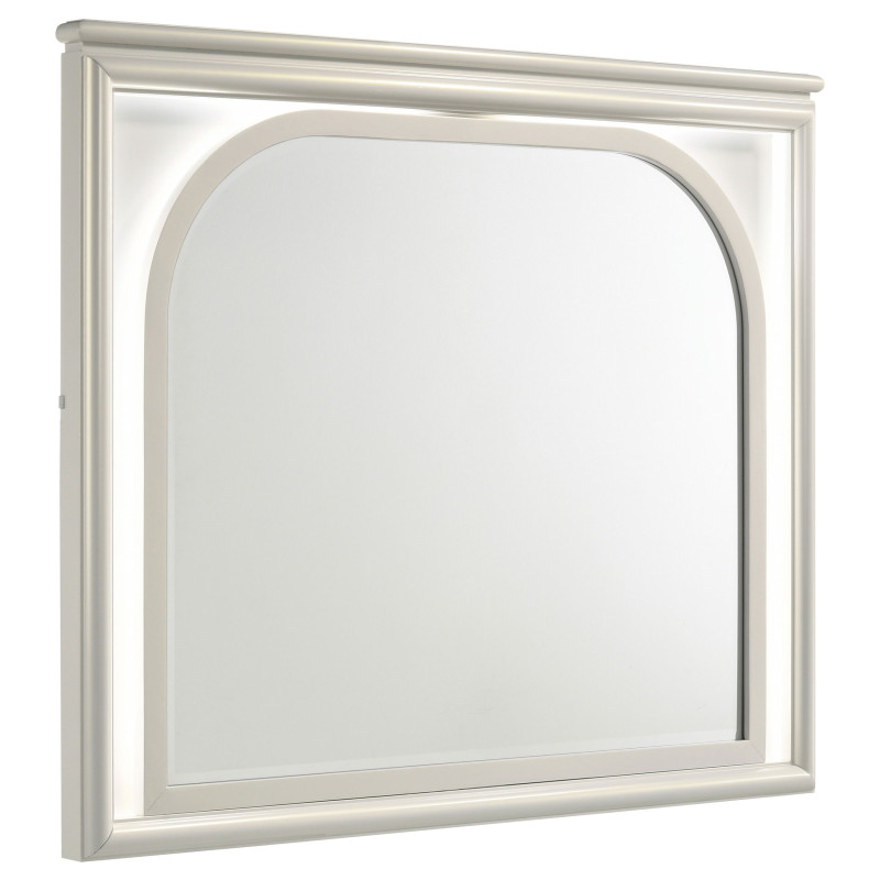 224954 Olivia LED Dresser Mirror Pearl White