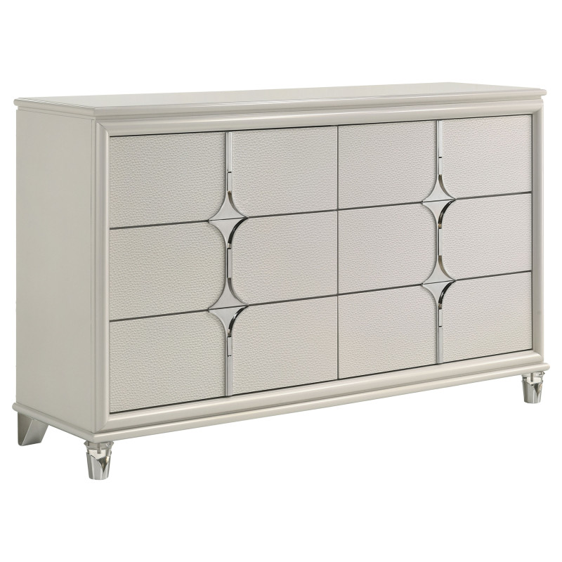 224953 Olivia 6-drawer Dresser Cabinet Pearl White