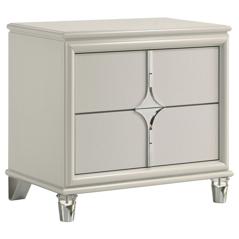 224952 Olivia 2-drawer Nightstand Bedside Table Pearl White