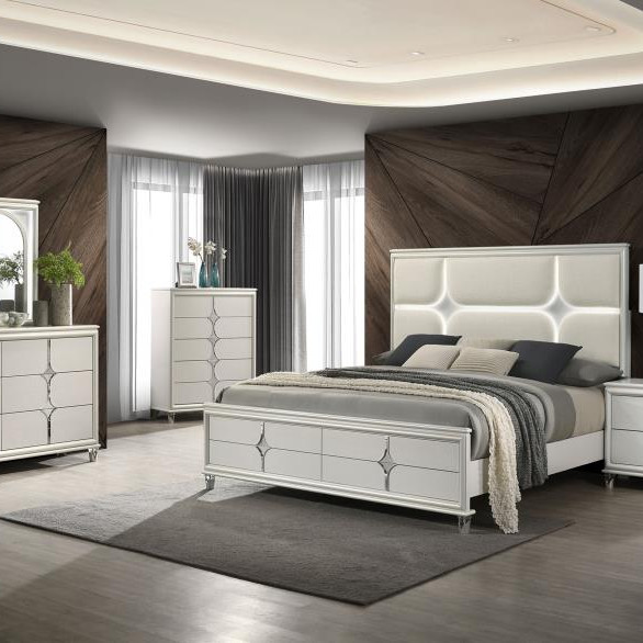 224951KE-S5 Olivia 5-piece Eastern King Bedroom Set Pearl White