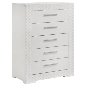 224945 Ives 5-drawer Bedroom Chest of Drawers White High Gloss
