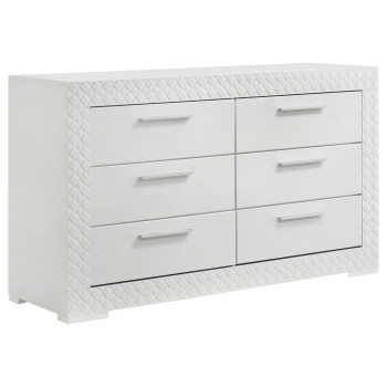 224943 Ives 6-drawer Dresser Cabinet White High Gloss