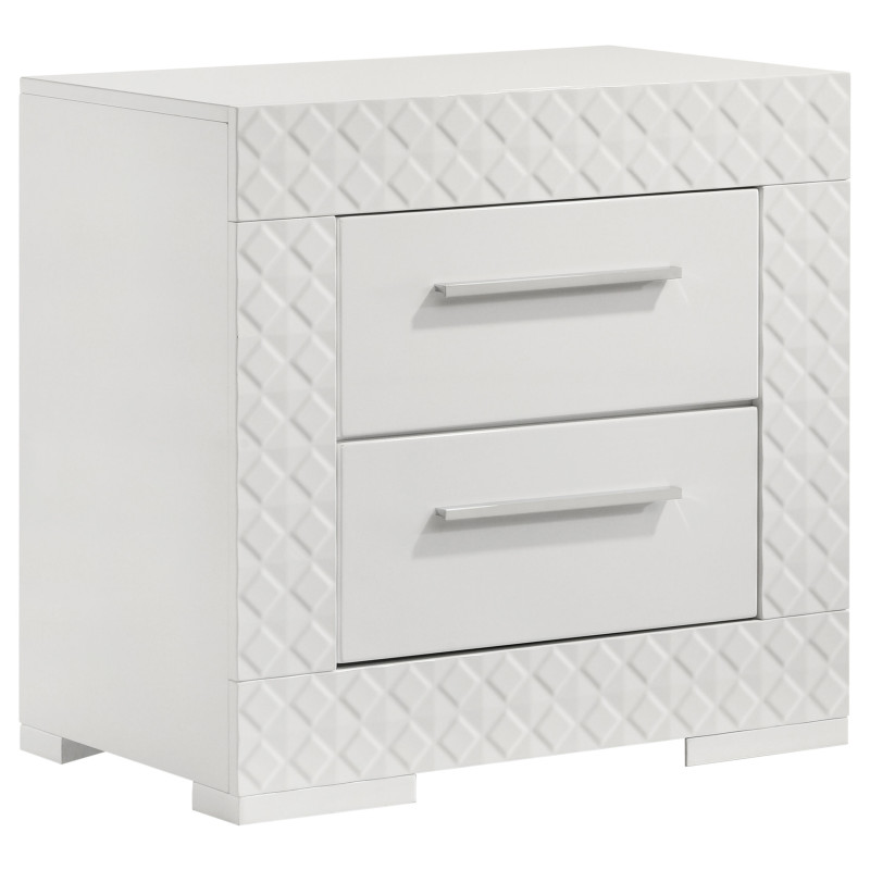 224942 Ives 2-drawer Nightstand Bedside Table White High Gloss