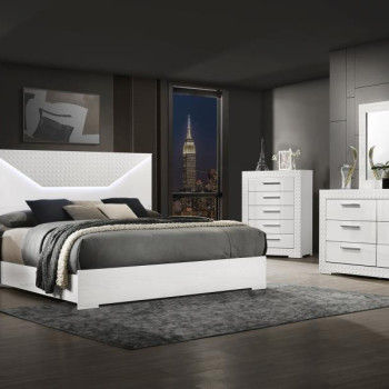 224941KE-S4 Ives 4-piece Eastern King Bedroom Set White High Gloss