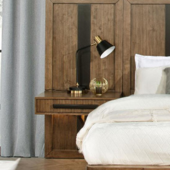 224907 Terrace 2-piece Wall Panel with Nightstand Set Ash Brown