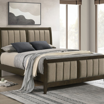 224421F Wilkes 51-inch Upholstered Full Bed Dark Cocoa