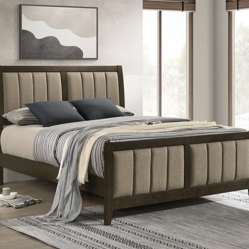 224421F Wilkes 51-inch Upholstered Full Bed Dark Cocoa