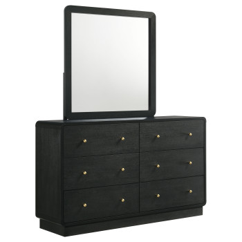 223663M Cavelle 6-drawer Dresser and Mirror Black