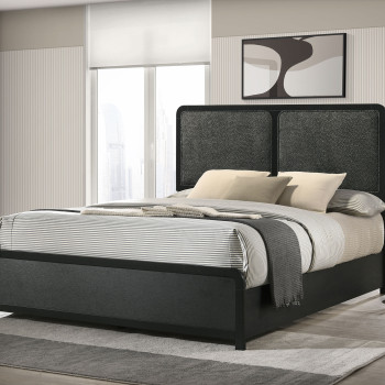 223661KE Cavelle 47-inch Upholstered Eastern King Bed Black