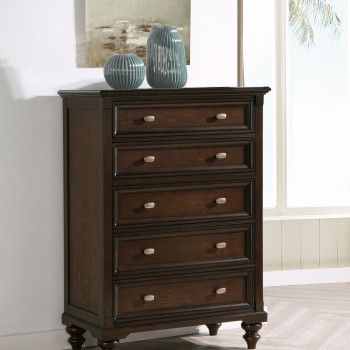 223635 Andover 5-drawer Chest of Drawers Dark Oak