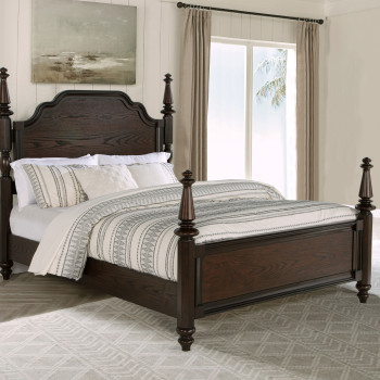 223631KW Andover 63-inch Four Poster California King Bed Dark Oak