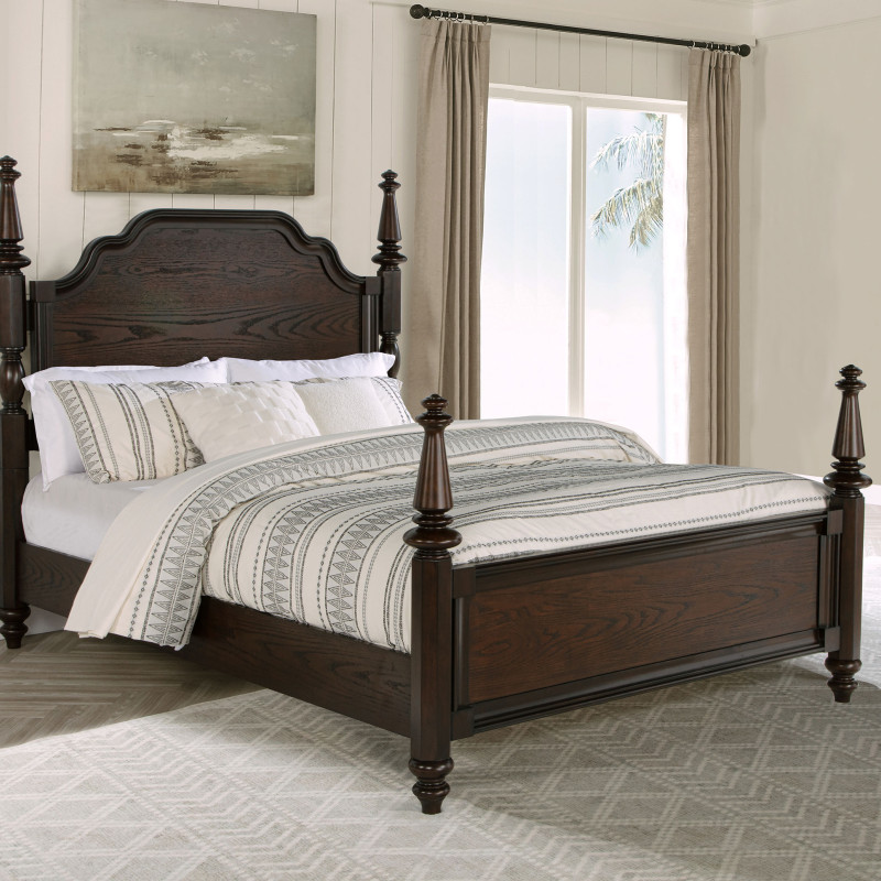 223631KE Andover 63-inch Four Poster Eastern King Bed Dark Oak