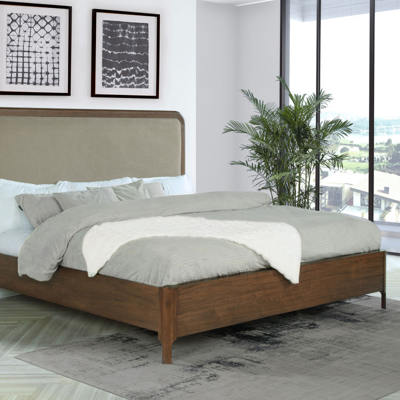 223321Q Maderia 57-inch Upholstered Queen Panel Bed Walnut