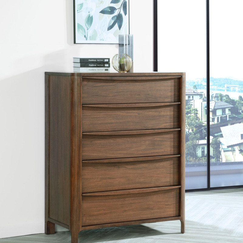 223325 Maderia 5-drawer Chest of Drawers Walnut