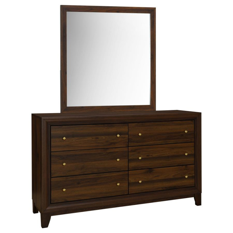 223443M Welsley 6-drawer Dresser and Mirror Walnut