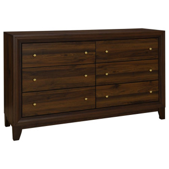 223443 Welsley 6-drawer Dresser Cabinet Walnut