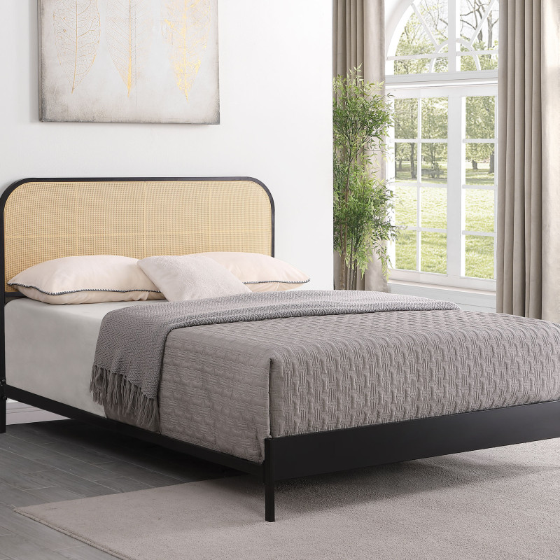 360351KE Amherst Radio Weave Rattan Metal Eastern King Bed Black
