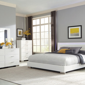 203500KW-S5 Felicity 5-piece California King Bedroom Set White Gloss