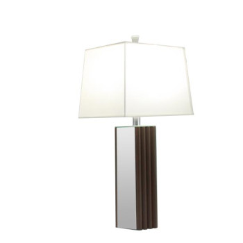 920177 Elena 30-inch Square Tapered Mirrored Table Lamp Brown