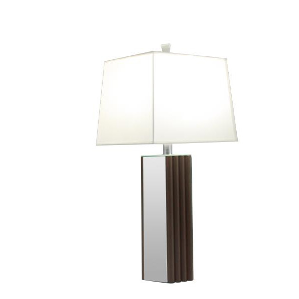 920177 Elena 30-inch Square Tapered Mirrored Table Lamp Brown