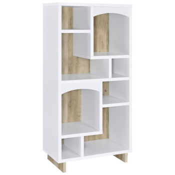 980075 Dalton 65-inch 6-shelf Bookcase White and Distressed Pine