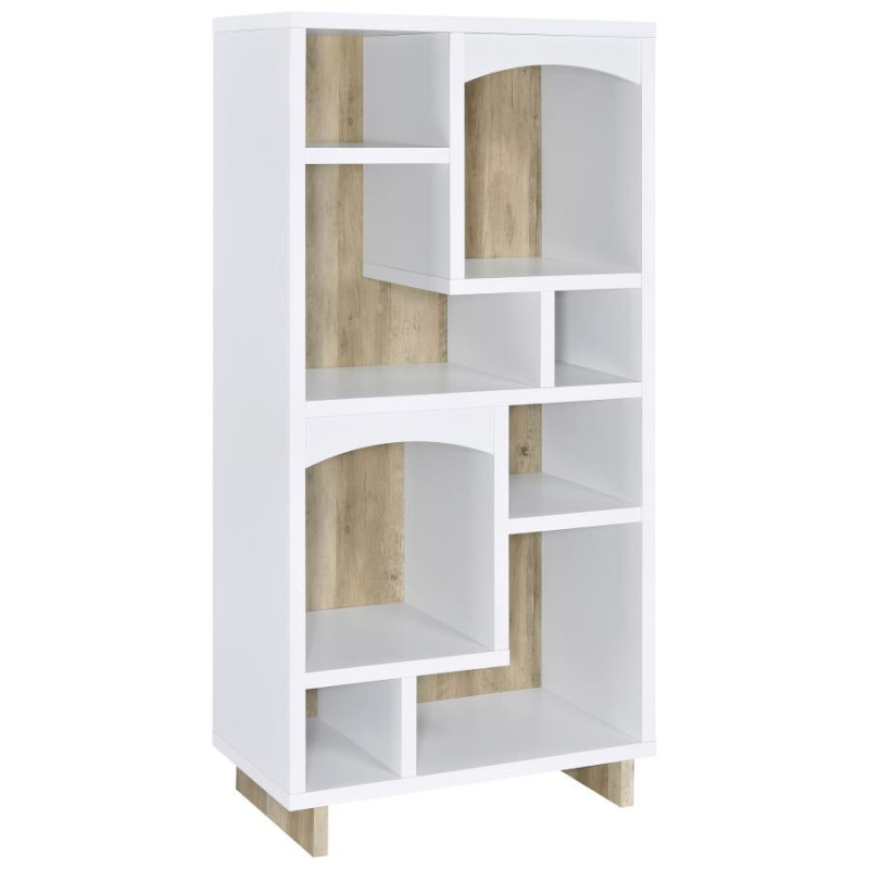 980075 Dalton 65-inch 6-shelf Bookcase White and Distressed Pine