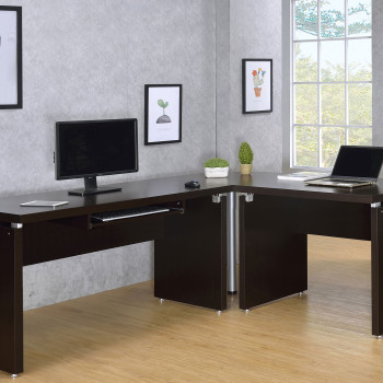 800891L Skylar 83-Inch L-Shaped Office Computer Desk Cappuccino