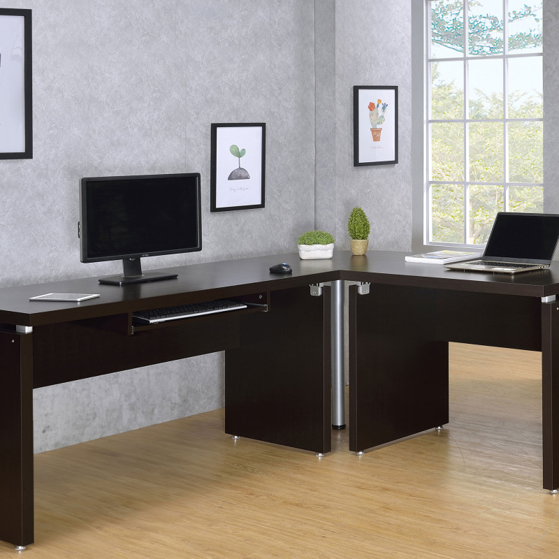 800891L Skylar 83-Inch L-Shaped Office Computer Desk Cappuccino