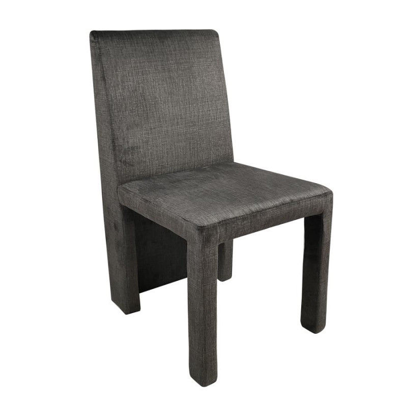 108512 Tordera Velvet Upholstered Dining Side Chair Grey