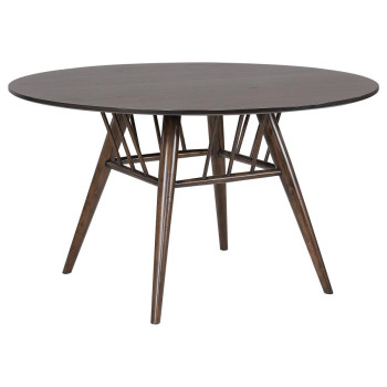 108891 Everton Round 53-Inch Wood Dining Table Dark Walnut