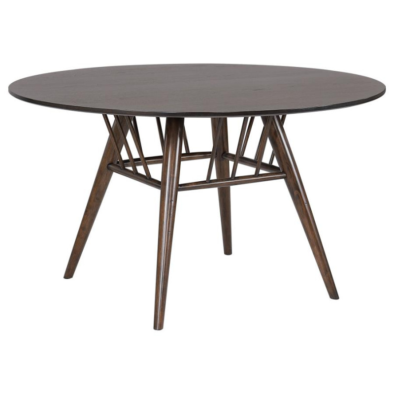 108891 Everton Round 53-Inch Wood Dining Table Dark Walnut