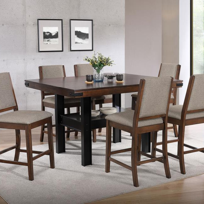 108888-S7 Patterson 7-Piece Counter Height Dining Set Mango Oak