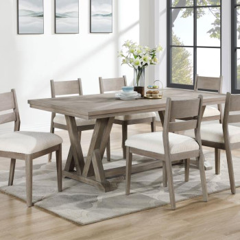 107441-S7 Cornelia 7-Piece Rectangular Dining Table Set Coastal Grey