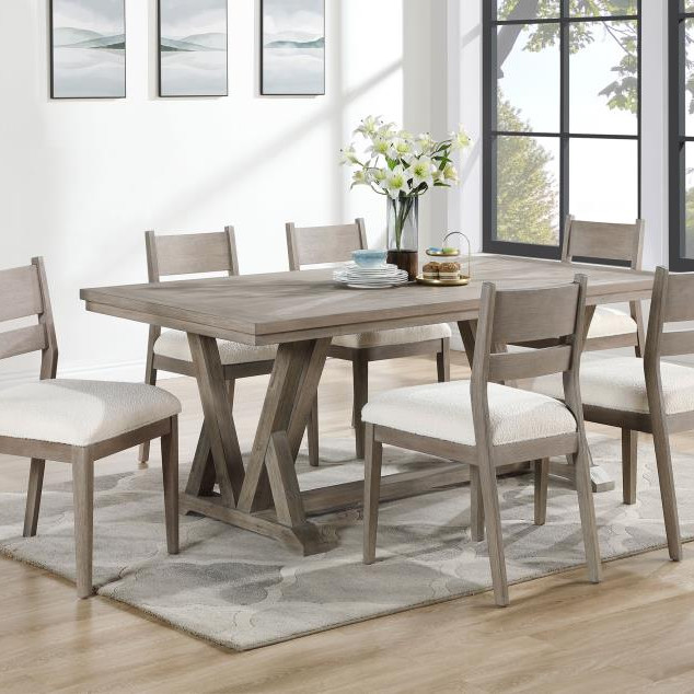107441-S7 Cornelia 7-Piece Rectangular Dining Table Set Coastal Grey