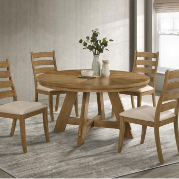 109150-S5 Danvers 5-Piece Dining Table Set Brown Oak And Beige