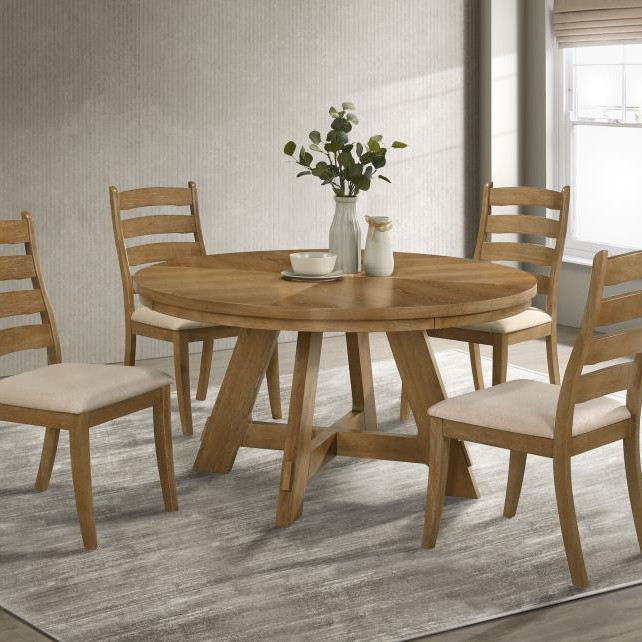 109150-S5 Danvers 5-Piece Dining Table Set Brown Oak And Beige